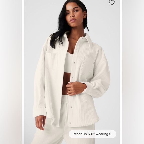 ALO Yoga Jackets & Blazers - ALO Yoga Ribbed Velour Mountain Side Shacket - Ivory